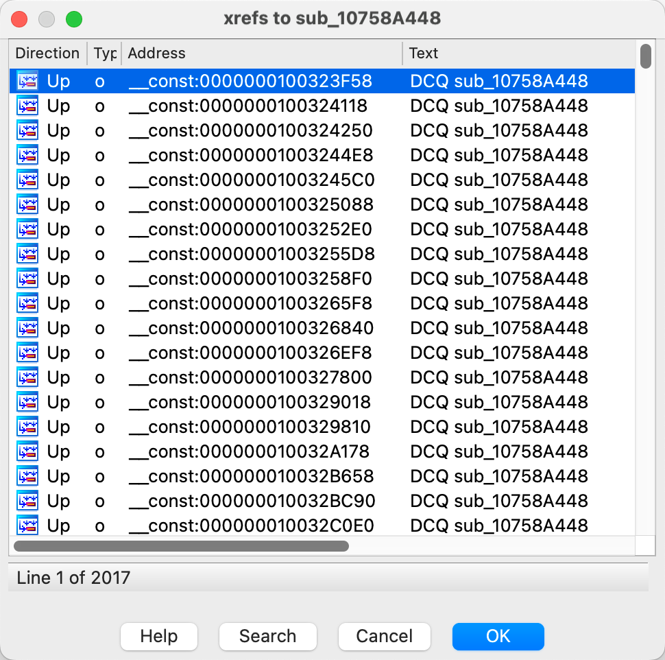 High number of references to suspect function